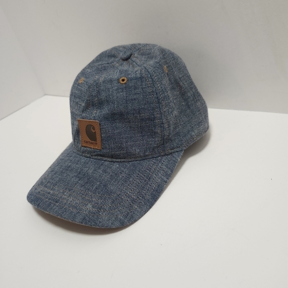 Carhartt Denim Adjustable Hat Cap Cotton Casual Workwear Baseball Men Women Blue - Picture 2 of 6